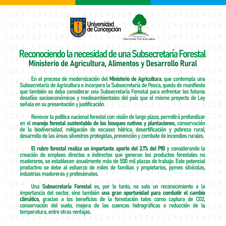 Reconociendo la necesidad de una Subsecretaría Forestal