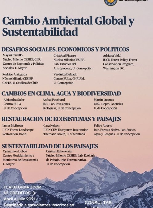 Postula a la 2° versión del Curso Postgrado Semestre I 2021 “Cambio Ambiental Global y Sustentabilidad”