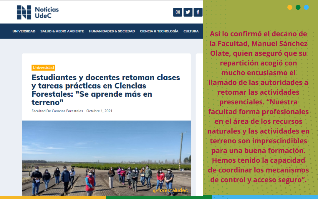 Noticias UdeC: Estudiantes y docentes retoman clases y tareas prácticas en Ciencias Forestales: “Se aprende más en terreno”