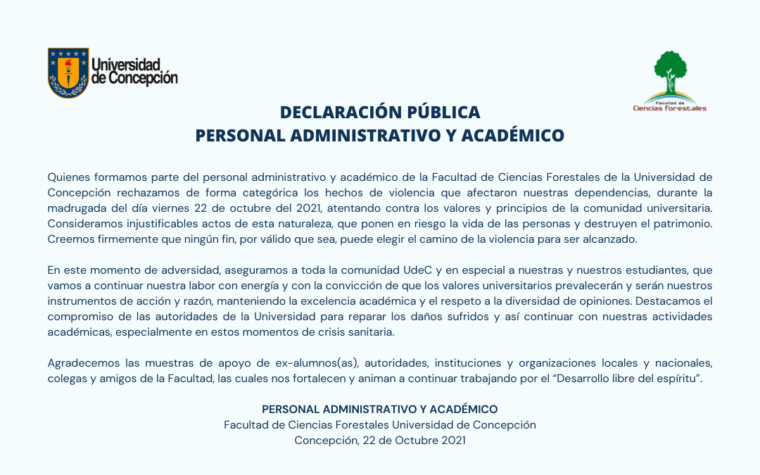 DECLARACIÓN PÚBLICA:  PERSONAL ADMINISTRATIVO Y ACADÉMICO