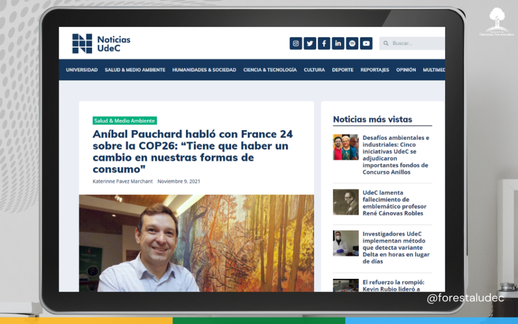 NOTICIAS UDEC: Aníbal Pauchard habló con France 24 sobre la COP26