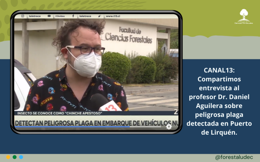 Entrevista en Canal 13 al profesor Dr. Daniel Aguilera por detección de peligrosa plaga en Puerto Lirquén