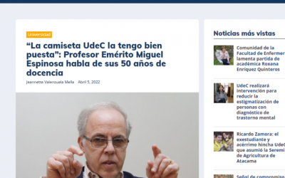 Entrevista en Medios UdeC al Profesor emérito de la FCF, Dr. Miguel Espinosa B.