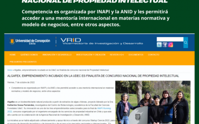 Algafex, emprendimiento incubado en la UdeC es finalista de concurso nacional de Propiedad Intelectual