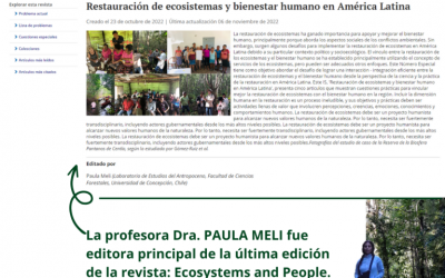Dra. Paula Meli fue la editora principal del último número de Ecosystems and People