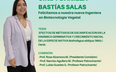Cindy Bastías Salas es nuestra nueva Ingeniera en Biotecnología Vegetal
