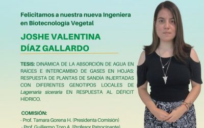 Joshe Valentina Díaz Gallardo es nuestra nueva Ingeniera en Biotecnología Vegetal UdeC