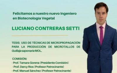 uciano Contreras Setti es nuestro nuevo Ingeniero en Biotecnología Vegetal