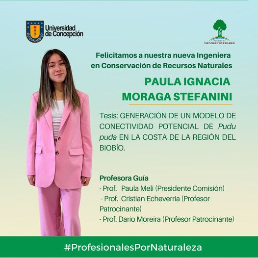 PAULA IGNACIA MORAGA STEFANINI es nuestra nueva Ingeniera en Conservación de Recursos Naturales UdeC.