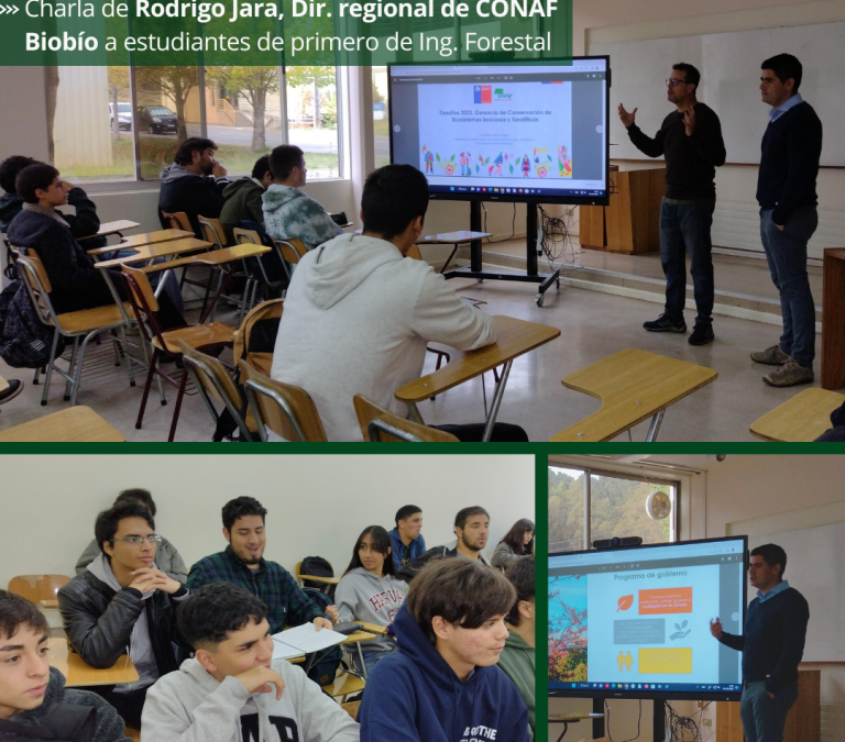 Charla del Dir. Reg. de CONAF Rodrigo Jara a estudiantes de primero de Ing. Forestal