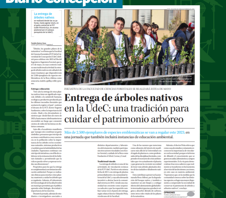 Diario Concepción: “Entrega de árboles nativos en la UdeC: una tradición para cuidar el patrimonio arbóreo”.