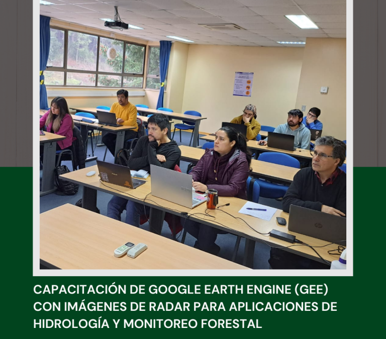 Capacitación de Google Earth Engine (GEE) con imágenes de radar para aplicaciones de hidrología y monitoreo forestal.
