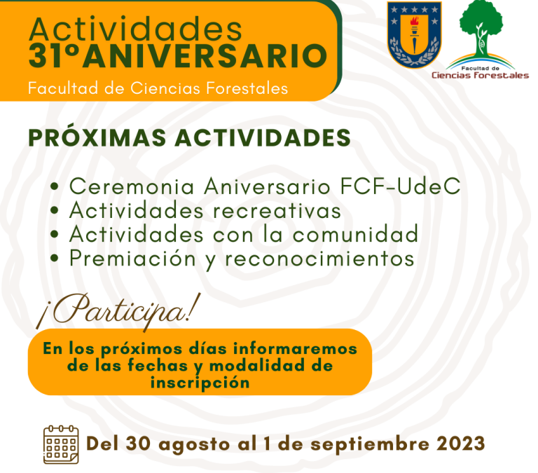 Programa de actividades 31° aniversario de la Facultad de Ciencias Forestales