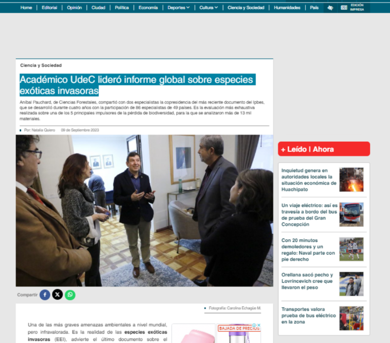 Académico UdeC lideró informe global sobre especies exóticas invasoras