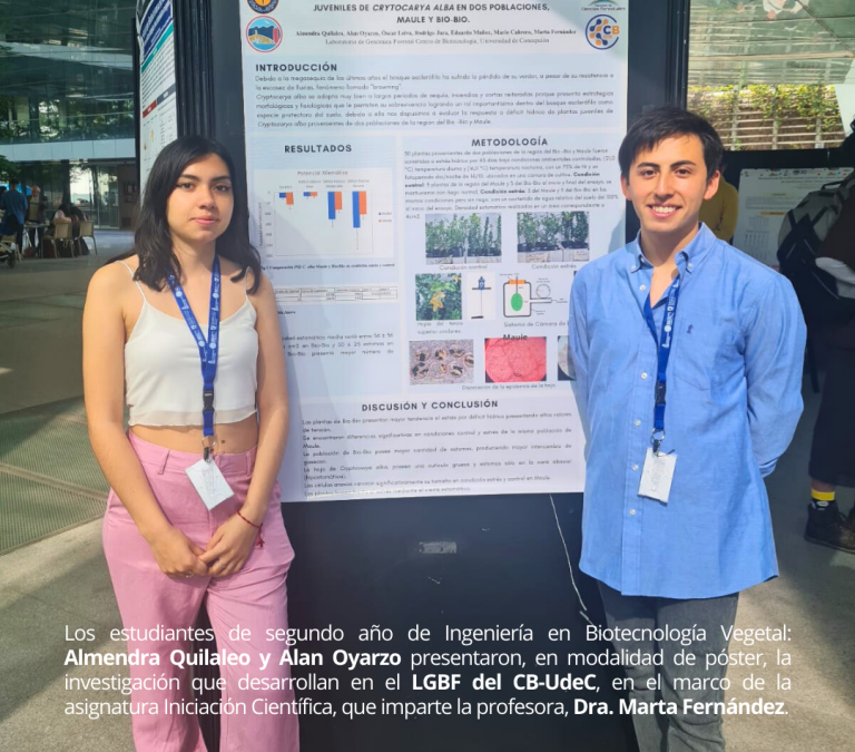 Estudiantes presentaron la investigación que desarrollan en el Laboratorio de Genómica y Biotecnología Forestal (LGBF) del Centro de Biotecnología-UdeC